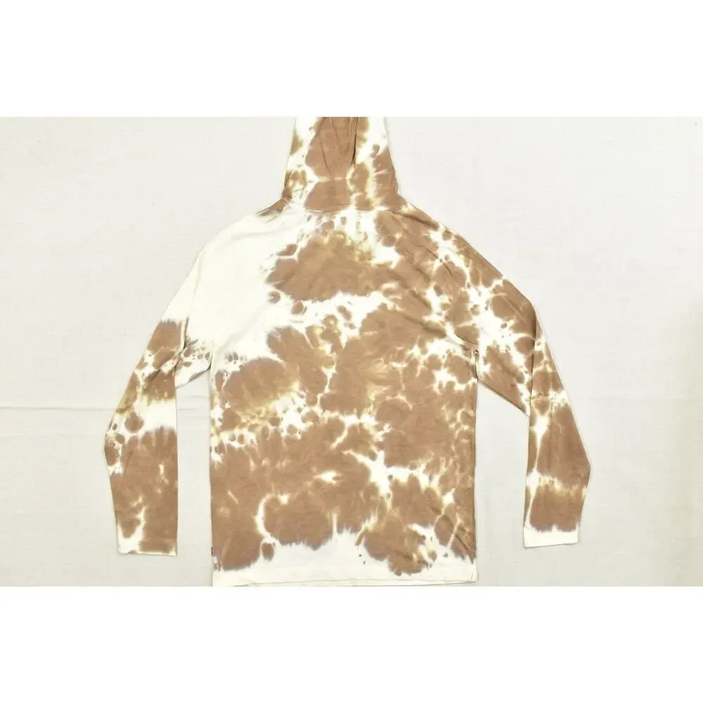 Levi's Men's Pullover Hoodie Brown Cream Long Sleeve Size S Cotton Blend NEW